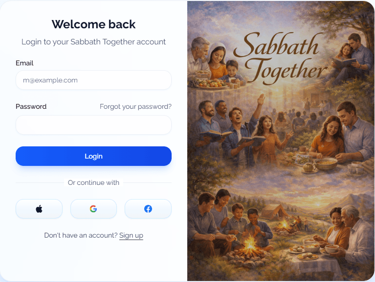 Login modal showing Apple, Google, and Facebook sign-in options